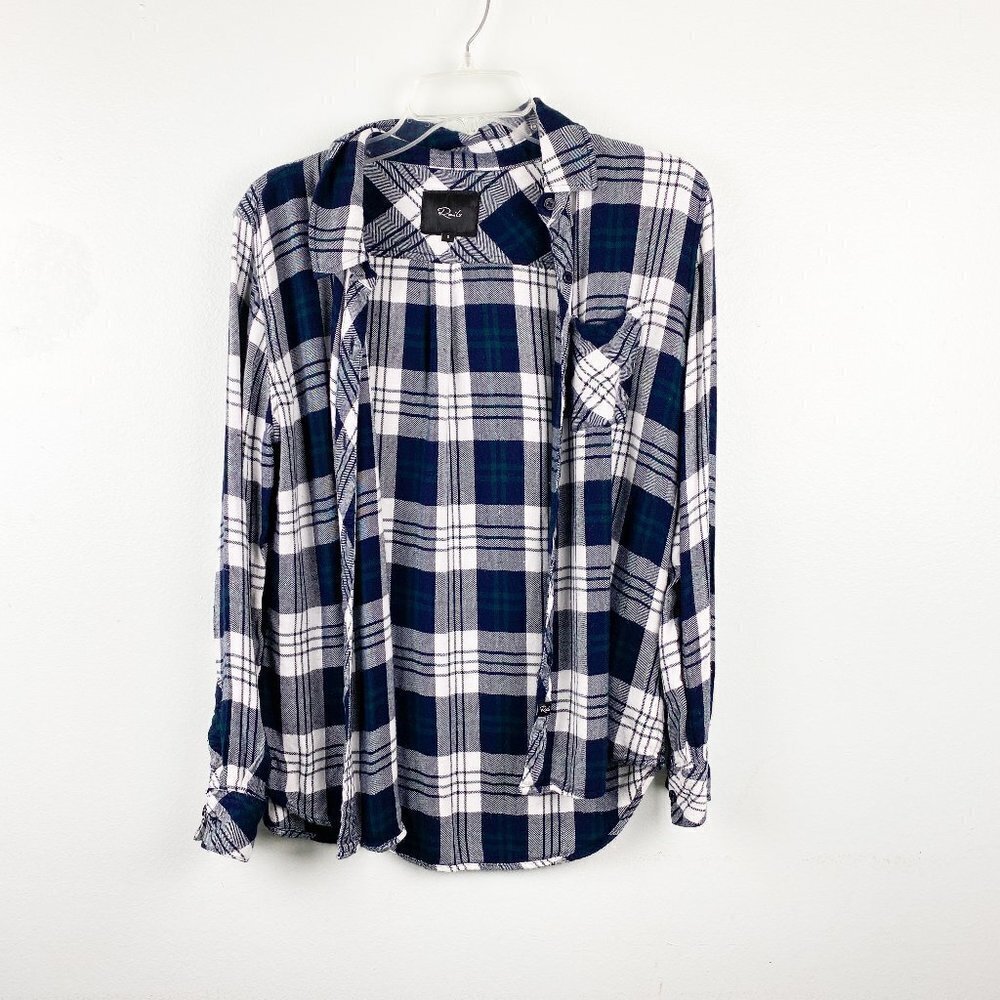 Rails Hunter Button Up Plaid Flannel Navy Forest … - image 3